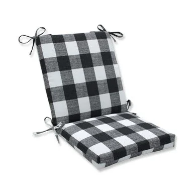 36.5″ Black and White Plaid Outdoor Patio Squared Chair Cushion