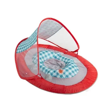 36″ Inflatable Red and White Swimming Pool Baby Spring Float with Sun Canopy