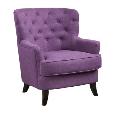 36″ Purple and Brown Hand Crafted Contemporary Button Tufted Club Chair