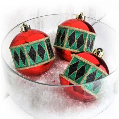3ct Red and Green Shatterproof Christmas Ball Ornaments 4.75″ (120mm)