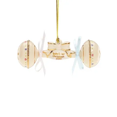 4.25″ Beige and Gold Holiday Accessories and Gift Collections 2020 Baby’S First Christmas Rattle Ornament
