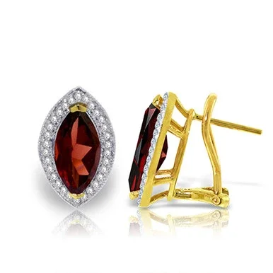 4.3 CTW 14K Solid Gold Hayworth Garnet Diamond Earrings