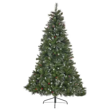 4.5′ Full Mixed Spruce Artificial Christmas Tree with Glittered Branches – Unlit