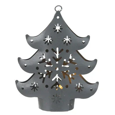 4.5″ Pre-Lit Gray Petite Tree Cut Out Christmas Ornament