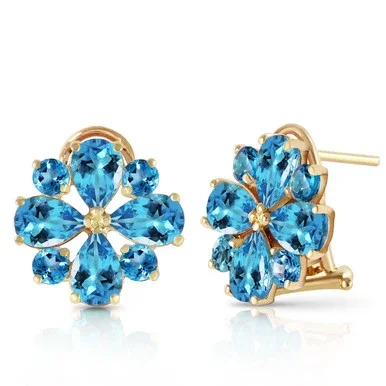4.85 Carat 14k Solid Gold Fiore Blue Topaz Earrings