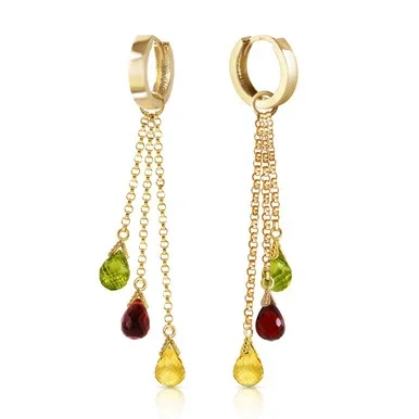 4.9 Carat 14k Solid Gold Chandelier Earrings Multi Gemstones