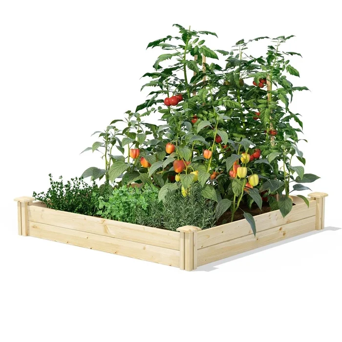 4 ft x 4 ft Pine Wood Raised Garden Bed – Made in USA