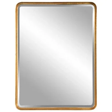 40″ Gold Leaf Wooden Framed Beveled Rectangular Wall Mirror