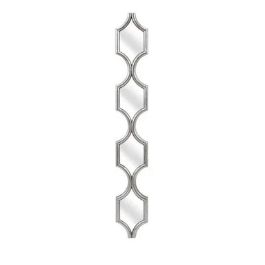 43″ Metallic Silver Modern Art Inspired Decorative Long Wall Mirror