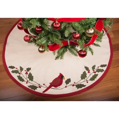 45″ Christmas Cardinal and Holly Berry Tree Skirt