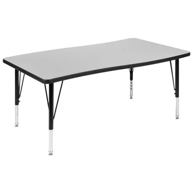 47.5″ Black and Gray Rectangular Wave Collaborative Thermal Laminate Activity Table