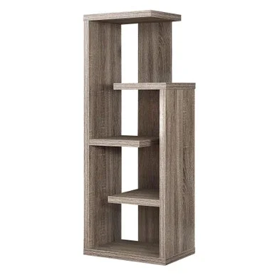 48″ Beige and Taupe Brown Contemporary 5 Shelves Rectangular Bookcase