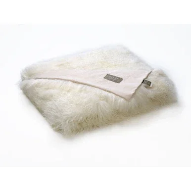 5.75′ X 4.25′ Ivory Tibetan Wool Throw Blanket