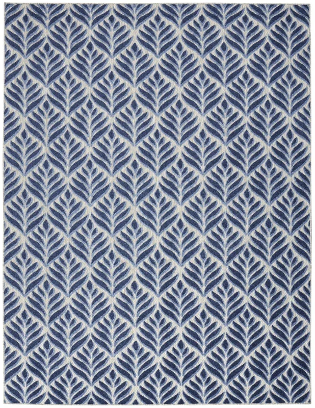 5′ X 8′ Blue Floral Stain Resistant Non Skid Area Rug
