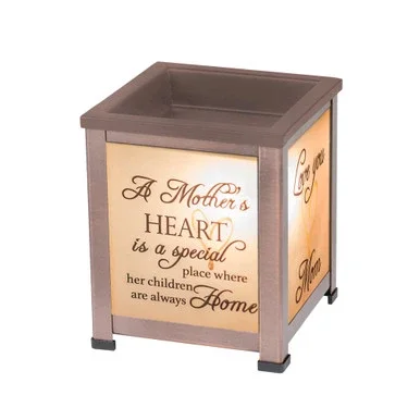 5″ Chocolate Brown Mother’s Love Themed Cuboid Glass Warmer