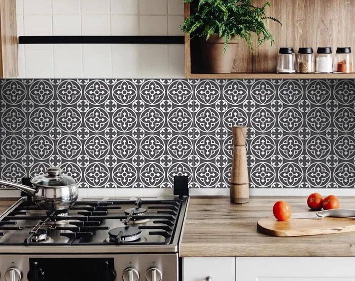 5″ X 5″ Tulipa Gray and White Peel and Stick Removable Tiles