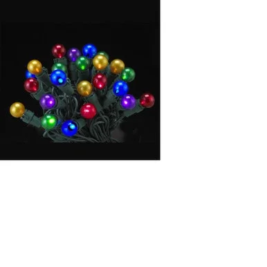 50 Multi-Color LED Pearl Glass G15 Berry Christmas Lights – 16.5 ft Green Wire