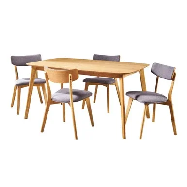 5pc Brown and Gray Contemporary Dining Set 59″