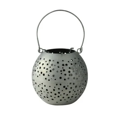6.25″ Botanic Beauty Gray Zinc Cut-Out Candle Holder Lantern