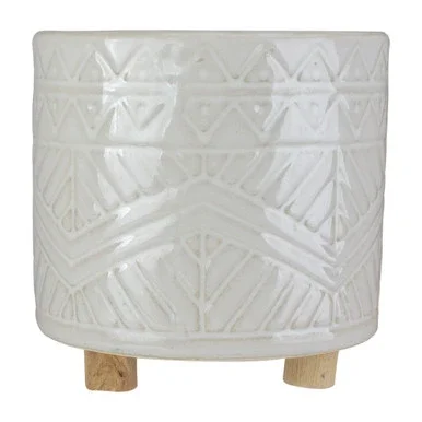 6.25” White Footed Textured Clay Planter – 34254740