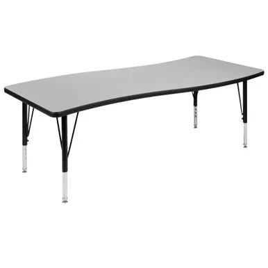60″ Gray Rectangular Wave Collaborative Adjustable Activity Table