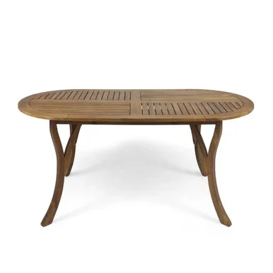 70″ Brown Contemporary Oval Outdoor Dining Table