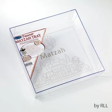 8.5″ Clear and Gold Embellished Square Passover Matzah Tray