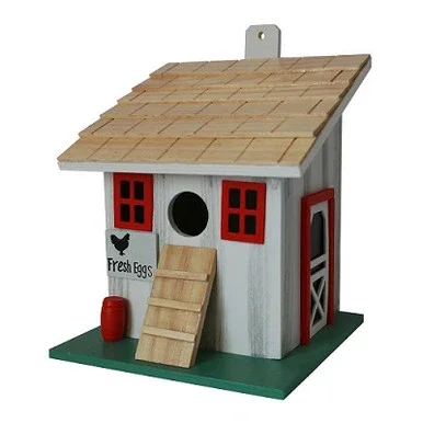 8″ White and Red Farmstead Corral Junior Outdoor Garden Birdhouse