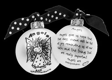 “Angels Are Everywhere” Marci Glass Christmas Ball Ornament 2.75″ (70mm)