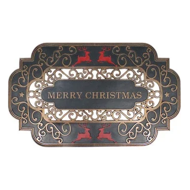 “Merry Christmas” Doormat with Red Reindeer 18″ x 30″