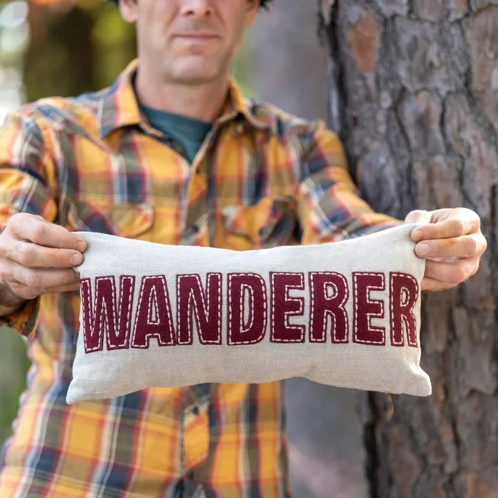 “Wanderer” Appliqued Linen Pillow