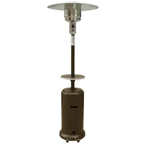 87″ Tall Outdoor Patio Heater with Table- Hammered Bronze