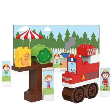 9.50″ Brown and Green Fire Truck Kids Bio-Based Building Block Set