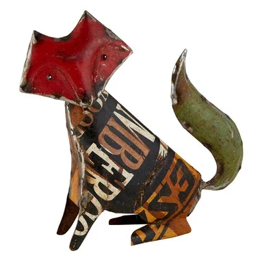 9.75″ Red and Green Decorative Fox Tabletop Figurine