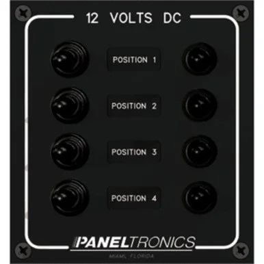 9″ Black and White Rectangular DC 4-Position Toggle Switch with Circuit Breaker