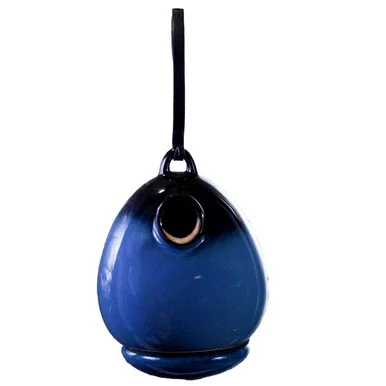 9″ Cobalt Blue Heavy Duty Porcelain Hanging Teapot Birdhouse