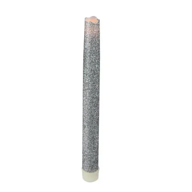 9″ Silver LED Lighted Flameless Christmas Taper Candle