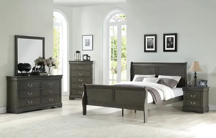 Acme Furniture – Louis Philippe Dark Gray 6 Piece Twin Bedroom Set – 26800T-6SET
