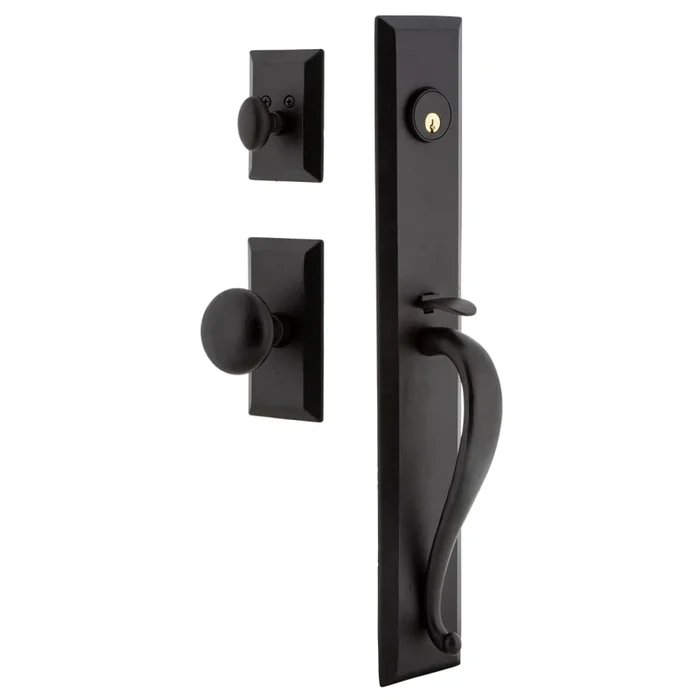 Ageless Iron Keep – Rustic Cast Iron Full Plate Single Cylinder Keyed Entry Handleset with Interior Vale Trim and Keep Knob for 2-3/8″ Backset Doors