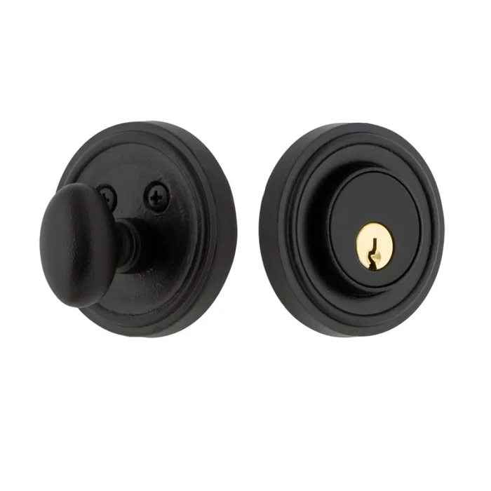 Ageless Iron Loch – Black Rustic Modern Cast Iron Keyed Entry Single Cylinder Deadbolt with 2-3/4″ Backset