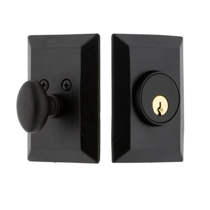 Ageless Iron Vale – Rustic Cast Iron Single Cylinder Keyed Entry Deadbolt with 2-3/4″ Backset