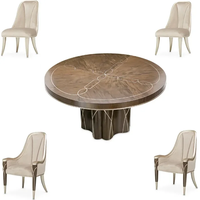AICO Furniture – Villa Cherie Caramel Vanity with Mirror in Chardonnay – N9008058-68-134