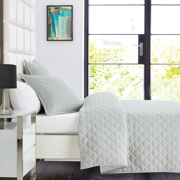 AICO Furniture – Whitehaven”3 Piece King Coverlet/Duvet Set”Frost – BCS-KD03-WHHVN-FRS