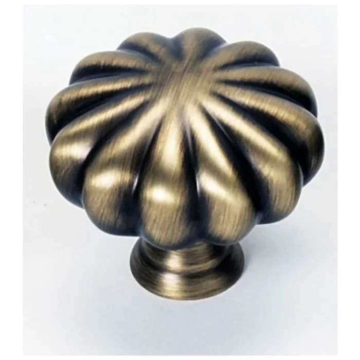 Alno Classic 1-1/2″ Round Fluted Flower Traditional Mushroom Solid Brass Cabinet Knob / Drawer Knob