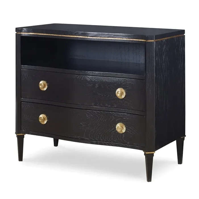Ambella Home Collection – Stella Chest – Jet Black W/ Gold Stripe – 17584-830-019