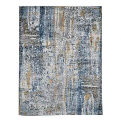 Amer Rugs Cairo Blue And Gold Polyester Blend 7’10″x10’10” Area Rug CRO27101010