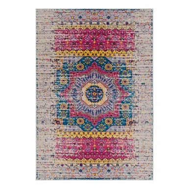 Amer Rugs Manhattan Beale Medallion Pink And Ivory 5’3″x7’6″ Area Rug MAN355376