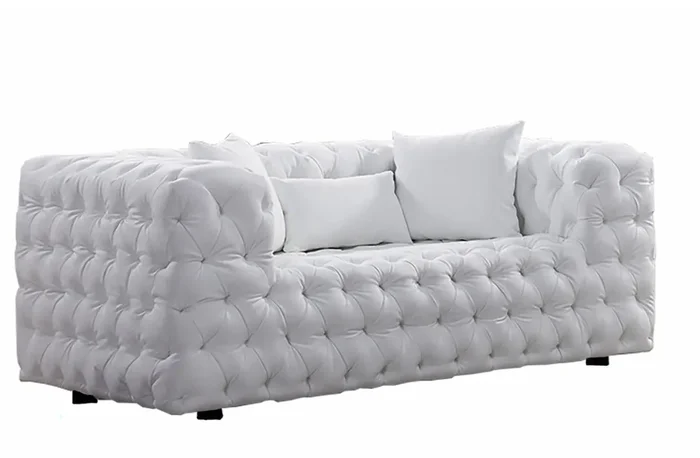 American Eagle Furniture – AE-D821 White Faux Leather Loveseat – AE-D821-W-LS