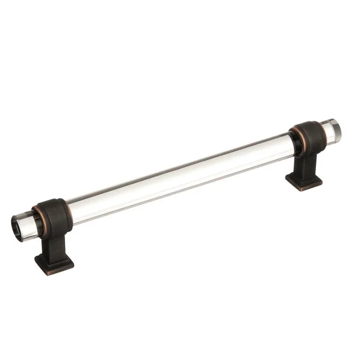 Amerock Glacio 6-5/16 in (160 mm) Center-to-Center Clear/Oil-Rubbed Bronze Cabinet Pull