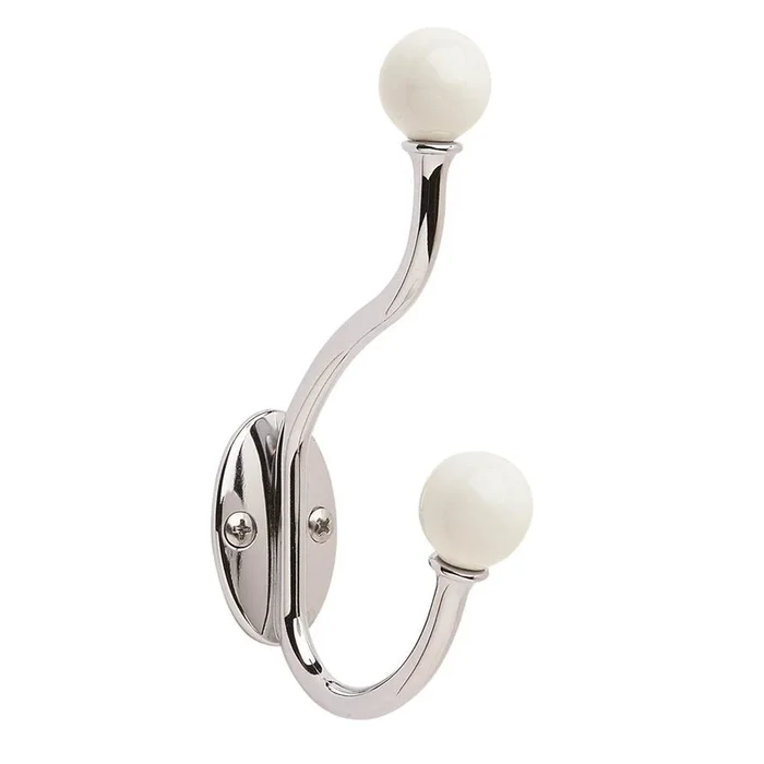 Amerock Globe White/Polished Chrome Coat and Hat Hook
